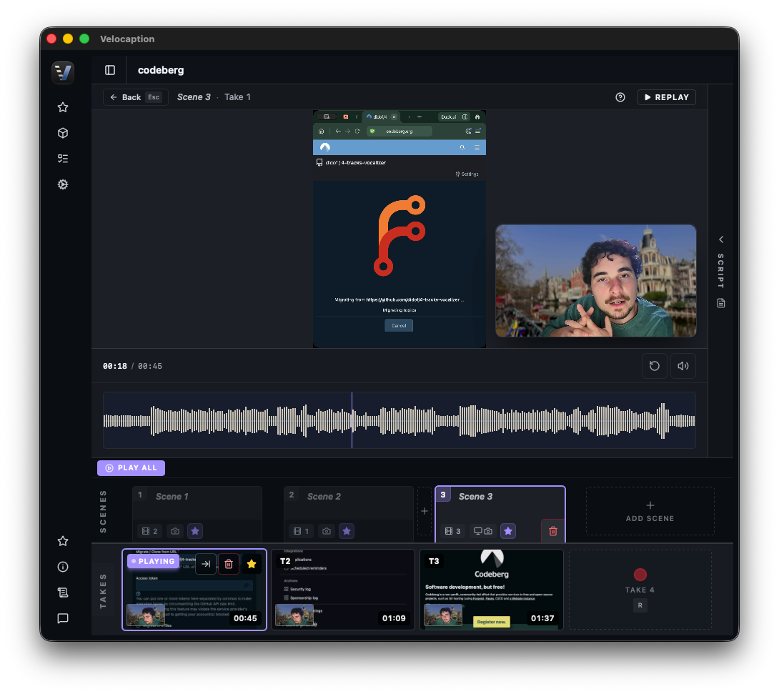 Velocaption Course Creator Interface